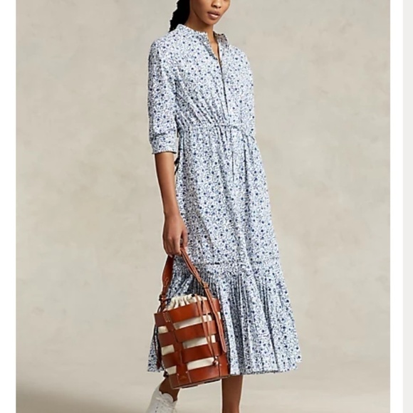 NWT Polo Ralph Lauren Floral Pleated-Hem Drawstring Dress NEW With Tag Size … - Picture 3 of 10